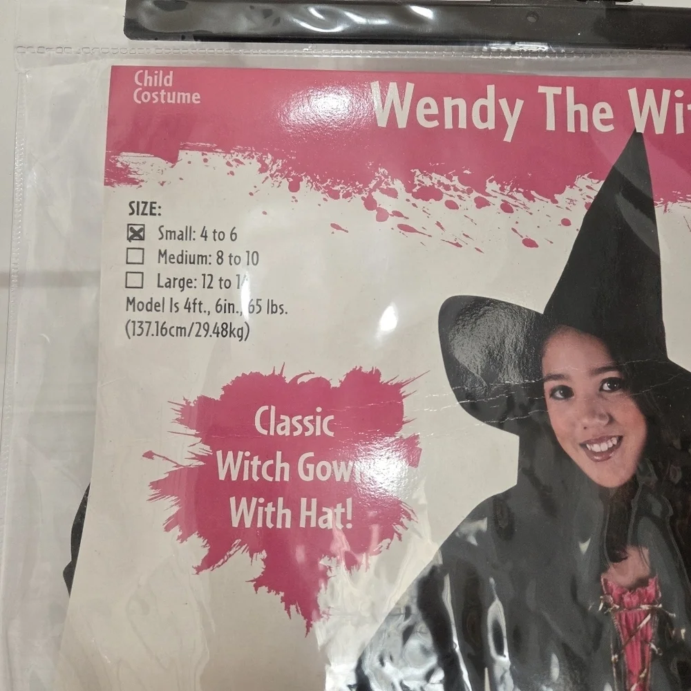 Child Wendy the Witch Halloween Costume Black & Pink Size Small 4-6 Cosplay